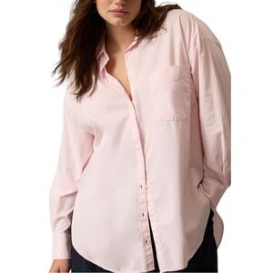 NEW Maeve Anthropologie Tunic Button Up Shirt Women’s Small Pink Hi-Lo Loose Fit